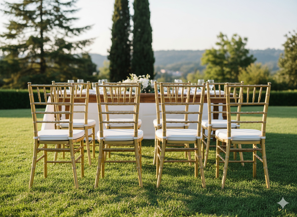 Gold Chiavari chairs